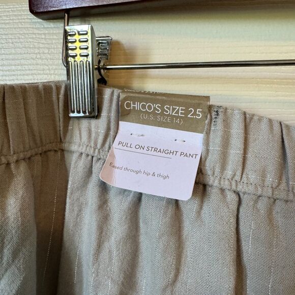 Chico's NEW Pants 2.5 Elasticized Waist Silver Pinstripe (Women's 14) - Picture 5 of 10